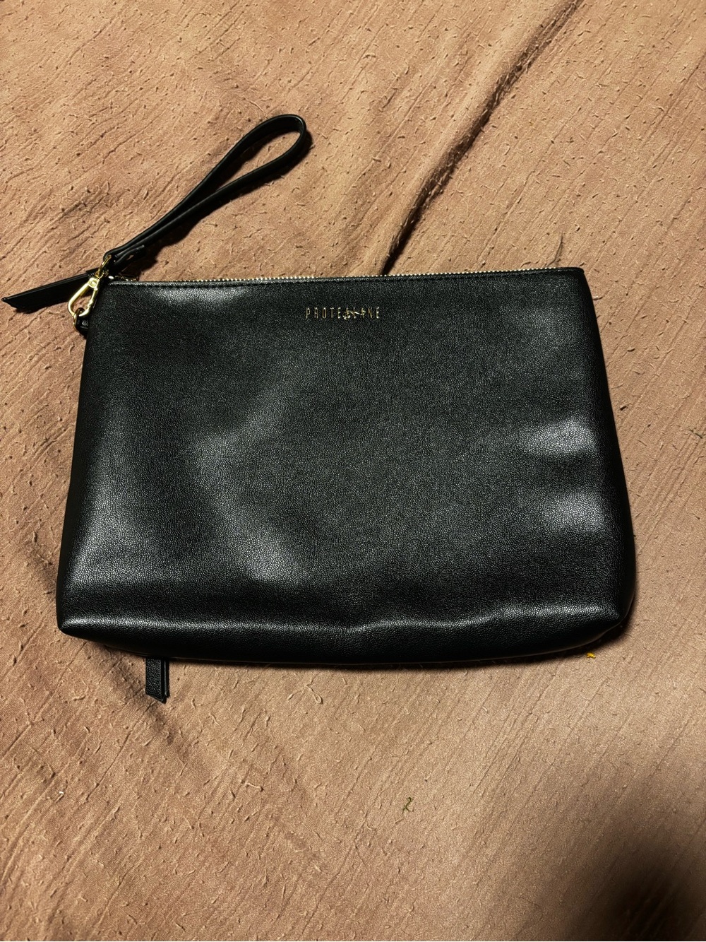 Black Leather Wristlet Pouch